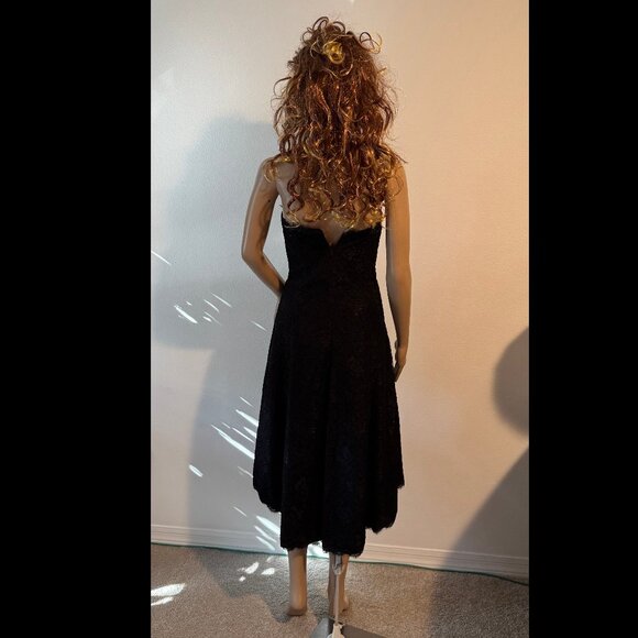 White House Black Market Black Lace Asymmetric Hem Party Dress Sz 0 NWT $240 - Picture 7 of 13